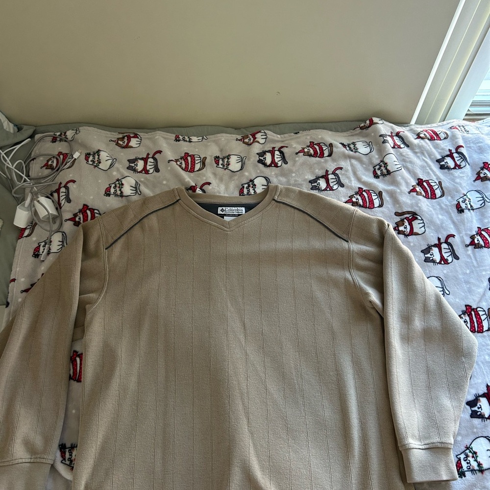 Beige V-Neck Sweater